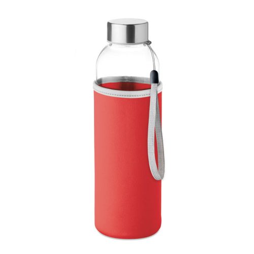 Sticlă de apă cu husă personalizată cu logo, Roșu