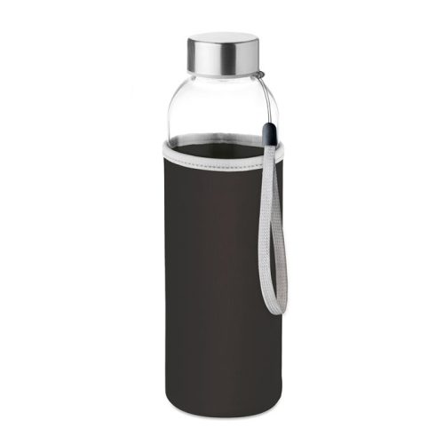 Sticlă de apă cu husă personalizată cu logo, Negru