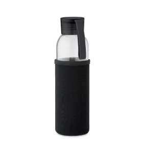   Sticlă de apă din sticlă reciclată cu husă neopran - Ebor, Negru