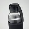 Sticlă de apă din sticlă reciclată cu husă neopran - Ebor, Negru