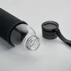 Sticlă de apă din sticlă reciclată cu husă neopran - Ebor, Negru