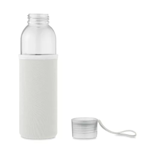Sticlă de apă din sticlă reciclată cu husă neopran - Ebor, Bej