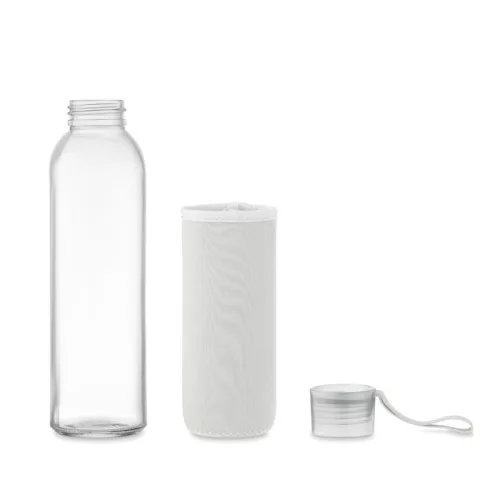 Sticlă de apă din sticlă reciclată cu husă neopran - Ebor, Bej