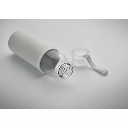Sticlă de apă din sticlă reciclată cu husă neopran - Ebor, Bej