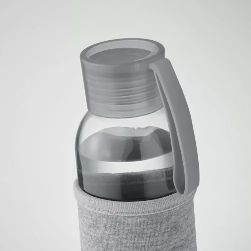 Sticlă de apă din sticlă reciclată cu husă neopran - Ebor, Gri piatră