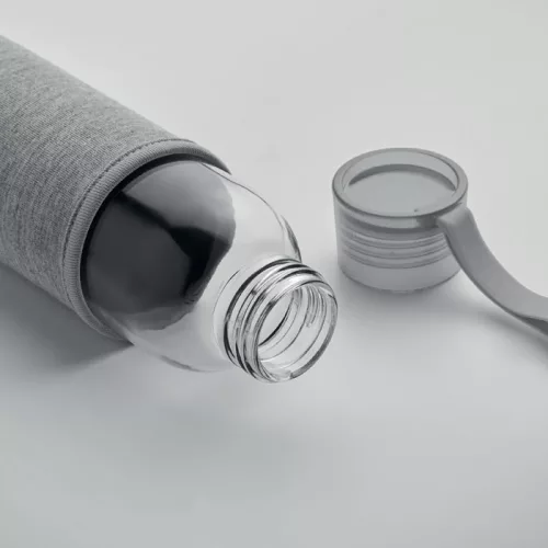 Sticlă de apă din sticlă reciclată cu husă neopran - Ebor, Gri piatră