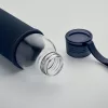 Sticlă de apă din sticlă reciclată cu husă neopran - Ebor, Albastru marin francez