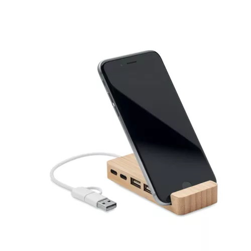 Hub USB-C/A cu 4 porturi din bambus - Hubstand