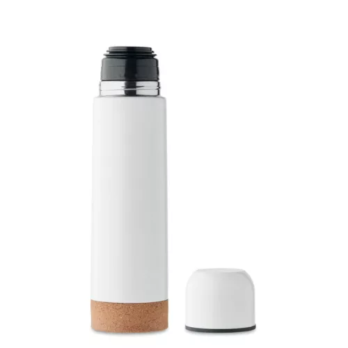Termos din inox reciclat cu baza din plută - Aventur, Alb