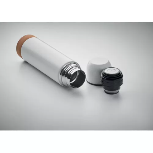 Termos din inox reciclat cu baza din plută - Aventur, Alb
