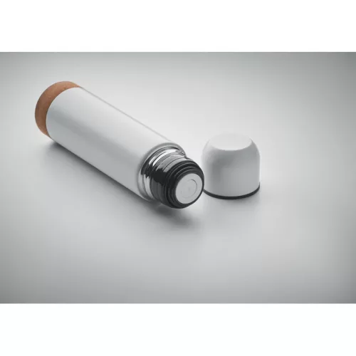Termos din inox reciclat cu baza din plută - Aventur, Alb