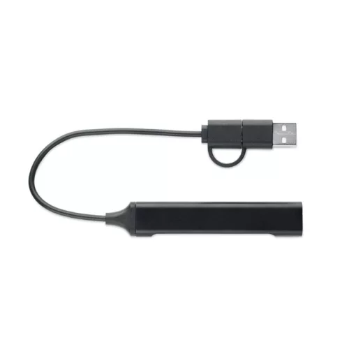 Hub USB cu 4 porturi din aluminiu reciclat - Current