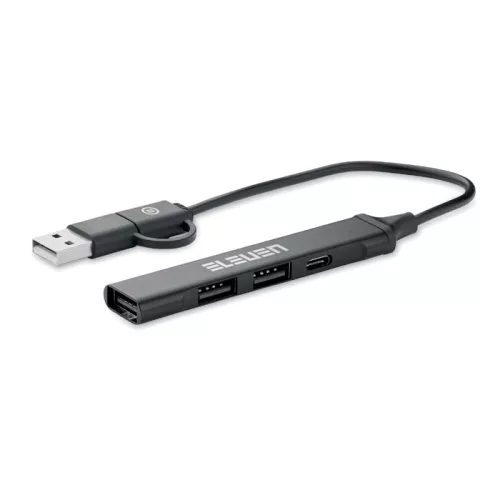Hub USB cu 4 porturi din aluminiu reciclat - Current
