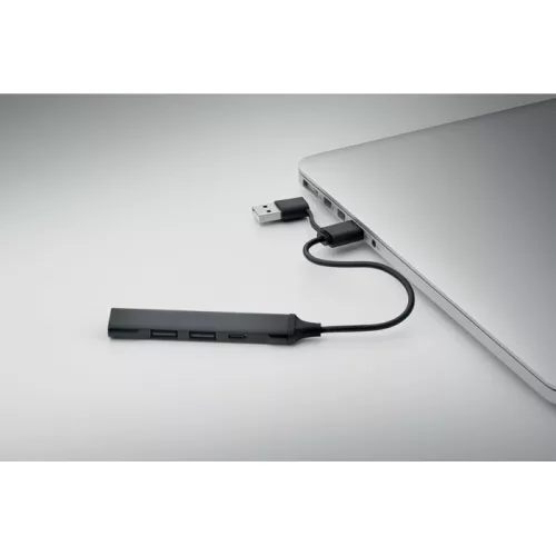 Hub USB cu 4 porturi din aluminiu reciclat - Current