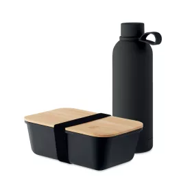   Set cutie de prânz și sticlă cu perete dublu - Emerald Set, Negru