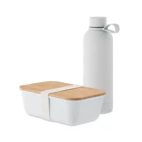   Set cutie de prânz și sticlă cu perete dublu - Emerald Set, Alb