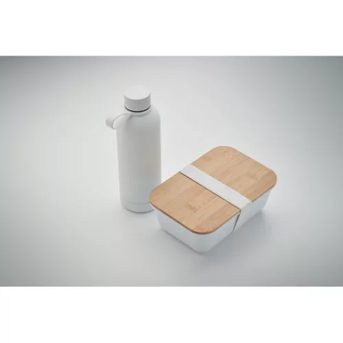 Set cutie de prânz și sticlă cu perete dublu - Emerald Set, Alb