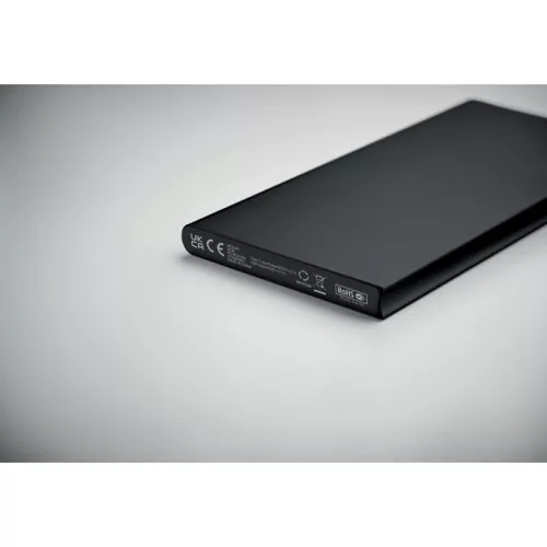 Power Bank 8000 mAh din aluminiu reciclat - POWERFLAT8C, Negru