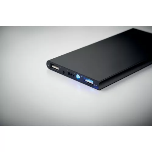 Power Bank 8000 mAh din aluminiu reciclat - POWERFLAT8C, Negru