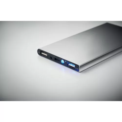 Power Bank 8000 mAh din aluminiu reciclat - POWERFLAT8C, Argintiu Mat