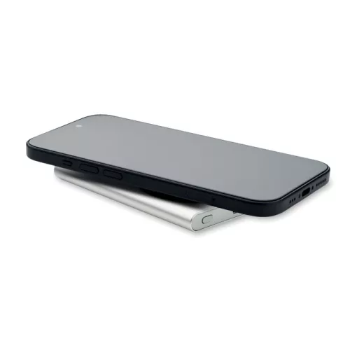 Încărcător wireless 15W multifuncțional cu powerbank 5000 mAh - Pawtt, Argintiu mat