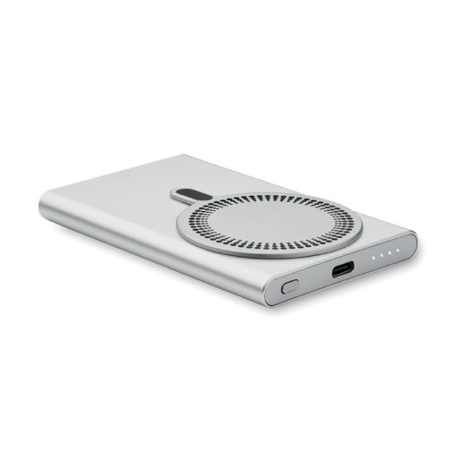 Încărcător wireless 15W multifuncțional cu powerbank 5000 mAh - Pawtt, Argintiu mat