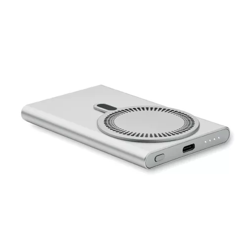 Încărcător wireless 15W multifuncțional cu powerbank 5000 mAh - Pawtt, Argintiu mat