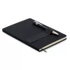 Notebook A5 cu copertă tare din RPET + pix din aluminiu - Nota, Negru
