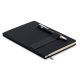 Notebook A5 cu copertă tare din RPET + pix din aluminiu - Nota, Negru