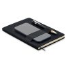 Notebook A5 cu copertă tare din RPET + pix din aluminiu - Nota, Negru