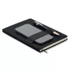 Notebook A5 cu copertă tare din RPET + pix din aluminiu - Nota, Negru