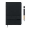 Notebook A5 cu copertă tare din RPET + pix din aluminiu - Nota, Negru