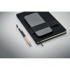 Notebook A5 cu copertă tare din RPET + pix din aluminiu - Nota, Negru