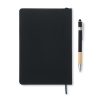 Notebook A5 cu copertă tare din RPET + pix din aluminiu - Nota, Negru