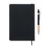 Notebook A5 cu copertă tare din RPET + pix din aluminiu - Nota, Negru